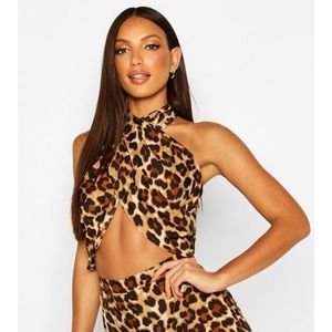 NWOT Boohoo Leopard Print Beach Top
